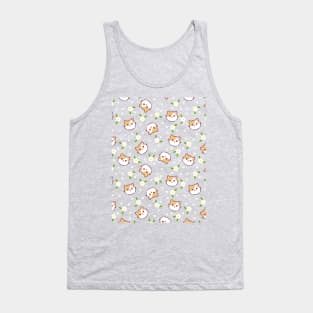 Seamless pattern with cute cats, flowers and leaves Tank Top
